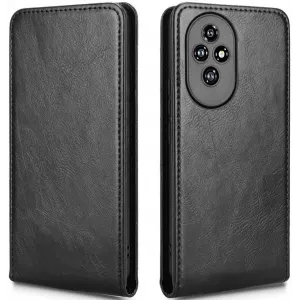 Phonesta Leather Vertical Flip Wallet Case hoesje voor HONOR 200 - Zwart