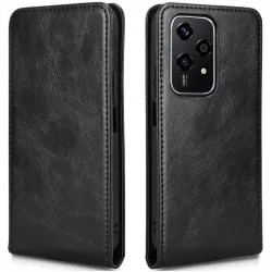Phonesta Leather Vertical Flip Wallet Case hoesje voor HONOR 200 Lite - Zwart