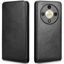 Phonesta Leather Vertical Flip Wallet Case hoesje voor HONOR Magic6 Lite - Zwart