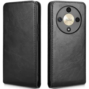 Phonesta Leather Vertical Flip Wallet Case hoesje voor HONOR Magic6 Lite - Zwart