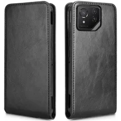 Phonesta Leather Vertical Flip Wallet Case hoesje voor Asus ROG Phone 8/8 Pro - Zwart