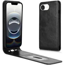 Phonesta Leather Vertical Flip Wallet Case hoesje voor Apple iPhone 17e/16e - Zwart