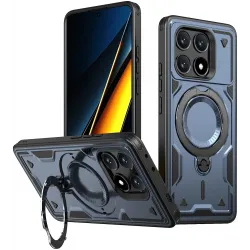 Phonesta MagLock Armor Back Cover hoesje met ring en MagSafe voor Xiaomi Poco X6 Pro - Donkerblauw