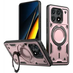 Phonesta MagLock Armor Back Cover hoesje met ring en MagSafe voor Xiaomi Poco X6 Pro - Roségoud