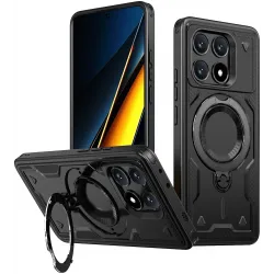 Phonesta MagLock Armor Back Cover hoesje met ring en MagSafe voor Xiaomi Poco X6 Pro - Zwart