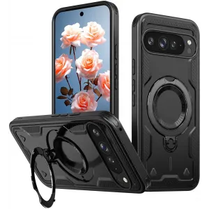 Phonesta MagLock Armor Back Cover hoesje met ring en MagSafe voor Google Pixel 9 / 9 Pro - Zwart