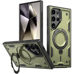 Phonesta MagLock Armor Back Cover hoesje met ring en MagSafe voor Samsung Galaxy S24 Ultra - Groen