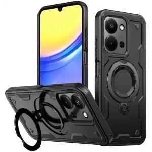 Phonesta MagLock Armor Back Cover hoesje met ring en MagSafe voor Xiaomi Redmi 15C / Xiaomi Poco C85 - Zwart