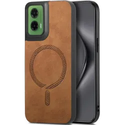 Phonesta Retro Vegan Leather MagSafe Back Cover hoesje voor Motorola Moto G35 - Bruin