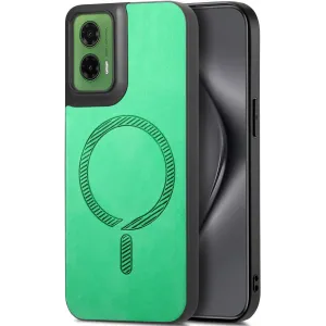 Phonesta Retro Vegan Leather MagSafe Back Cover hoesje voor Motorola Moto G35 - Groen