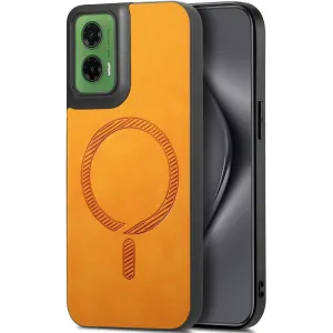 Phonesta Retro Vegan Leather MagSafe Back Cover hoesje voor Motorola Moto G35 - Oranje