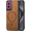 Phonesta Retro Vegan Leather MagSafe Back Cover hoesje voor Motorola Moto G55 - Bruin