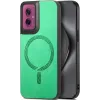 Phonesta Retro Vegan Leather MagSafe Back Cover hoesje voor Motorola Moto G55 - Groen