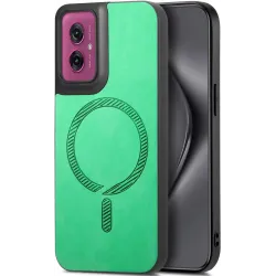 Phonesta Retro Vegan Leather MagSafe Back Cover hoesje voor Motorola Moto G55 - Groen