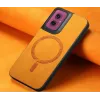 Phonesta Retro Vegan Leather MagSafe Back Cover hoesje voor Motorola Moto G55 - Oranje 4