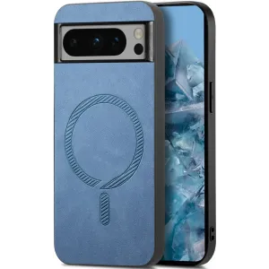Phonesta Retro Vegan Leather MagSafe Back Cover hoesje voor Google Pixel 9 Pro XL - Blauw