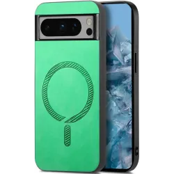 Phonesta Retro Vegan Leather MagSafe Back Cover hoesje voor Google Pixel 9 Pro XL - Groen
