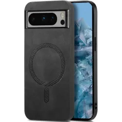 Phonesta Retro Vegan Leather MagSafe Back Cover hoesje voor Google Pixel 9 Pro XL - Zwart