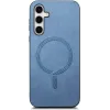 Phonesta Retro Vegan Leather MagSafe Back Cover hoesje voor Samsung Galaxy S25/S24 - Blauw