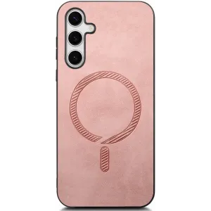 Phonesta Retro Vegan Leather MagSafe Back Cover hoesje voor Samsung Galaxy S25/S24 - Roze