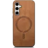 Phonesta Retro Vegan Leather MagSafe Back Cover hoesje voor Samsung Galaxy S25 Plus/S24 Plus - Bruin