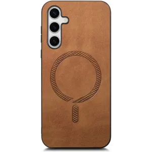 Phonesta Retro Vegan Leather MagSafe Back Cover hoesje voor Samsung Galaxy S25 Plus/S24 Plus - Bruin