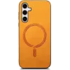 Phonesta Retro Vegan Leather MagSafe Back Cover hoesje voor Samsung Galaxy S25 Plus/S24 Plus - Oranje