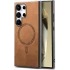 Phonesta Retro Vegan Leather MagSafe Back Cover hoesje voor Samsung Galaxy S25 Ultra - Bruin