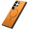 Phonesta Retro Vegan Leather MagSafe Back Cover hoesje voor Samsung Galaxy S25 Ultra - Oranje 7