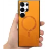 Phonesta Retro Vegan Leather MagSafe Back Cover hoesje voor Samsung Galaxy S25 Ultra - Oranje 8
