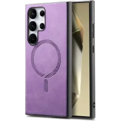 Phonesta Retro Vegan Leather MagSafe Back Cover hoesje voor Samsung Galaxy S25 Ultra - Paars