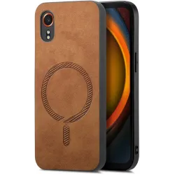 Phonesta Retro Vegan Leather MagSafe Back Cover hoesje voor Samsung Galaxy Xcover 7 - Bruin