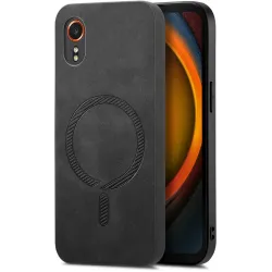 Phonesta Retro Vegan Leather MagSafe Back Cover hoesje voor Samsung Galaxy Xcover 7 - Zwart