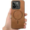 Phonesta Retro Vegan Leather MagSafe Back Cover hoesje voor Realme GT 7 Pro - Bruin 3