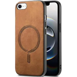 Phonesta Retro Vegan Leather MagSafe Back Cover hoesje voor Apple iPhone 17e/16e - Bruin