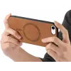 Phonesta Retro Vegan Leather MagSafe Back Cover hoesje voor Apple iPhone 17e/16e - Bruin 2