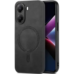 Phonesta Retro Vegan Leather MagSafe Back Cover hoesje voor Xiaomi Poco X7 Pro - Zwart