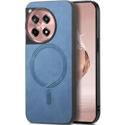 Phonesta Retro Vegan Leather MagSafe Back Cover hoesje voor OnePlus 12R - Blauw