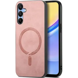 Phonesta Retro Vegan Leather MagSafe Back Cover hoesje voor Samsung Galaxy A16 - Roze