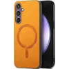Phonesta Retro Vegan Leather MagSafe Back Cover hoesje voor Samsung Galaxy S24 FE - Oranje