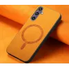 Phonesta Retro Vegan Leather MagSafe Back Cover hoesje voor Samsung Galaxy S24 FE - Oranje 4