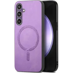 Phonesta Retro Vegan Leather MagSafe Back Cover hoesje voor Samsung Galaxy S24 FE - Paars