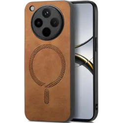 Phonesta Retro Vegan Leather MagSafe Back Cover hoesje voor Oppo Find X8 Pro - Bruin