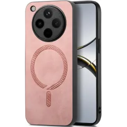 Phonesta Retro Vegan Leather MagSafe Back Cover hoesje voor Oppo Find X8 Pro - Roze