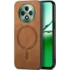 Phonesta Retro Vegan Leather MagSafe Back Cover hoesje voor Oppo Reno12 F/Reno12 FS - Bruin