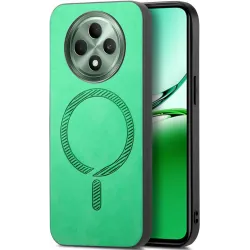 Phonesta Retro Vegan Leather MagSafe Back Cover hoesje voor Oppo Reno12 F/Reno12 FS - Groen