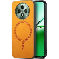 Phonesta Retro Vegan Leather MagSafe Back Cover hoesje voor Oppo Reno12 F/Reno12 FS - Oranje