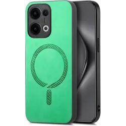 Phonesta Retro Vegan Leather MagSafe Back Cover hoesje voor Oppo Reno13 - Groen