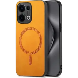 Phonesta Retro Vegan Leather MagSafe Back Cover hoesje voor Oppo Reno13 - Oranje