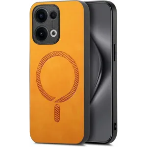 Phonesta Retro Vegan Leather MagSafe Back Cover hoesje voor Oppo Reno13 - Oranje